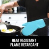 image:imageBPAFree Soft Silicone 4 Piece Oven Mitts amp Trivets Set  Ultra Heat Resistant Oven Mitts with Thick Cotton Liner  Long Slip Resistant Pot Holders Flexible Oven Gloves  Royal BlueAqua