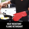 image:imageBPAFree Soft Silicone 4 Piece Oven Mitts amp Trivets Set  Ultra Heat Resistant Oven Mitts with Thick Cotton Liner  Long Slip Resistant Pot Holders Flexible Oven Gloves  Royal BlueCanyon Red