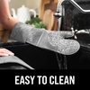 image:imageBPAFree Soft Silicone 4 Piece Oven Mitts amp Trivets Set  Ultra Heat Resistant Oven Mitts with Thick Cotton Liner  Long Slip Resistant Pot Holders Flexible Oven Gloves  Royal BlueGray