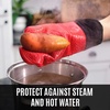 image:imageBPAFree Soft Silicone 4 Piece Oven Mitts amp Trivets Set  Ultra Heat Resistant Oven Mitts with Thick Cotton Liner  Long Slip Resistant Pot Holders Flexible Oven Gloves  Royal BlueCanyon Red