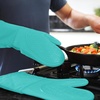 image:imageBPAFree Soft Silicone 4 Piece Oven Mitts amp Trivets Set  Ultra Heat Resistant Oven Mitts with Thick Cotton Liner  Long Slip Resistant Pot Holders Flexible Oven Gloves  Royal BlueTurquoise