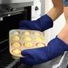image:imageBPAFree Soft Silicone 4 Piece Oven Mitts amp Trivets Set  Ultra Heat Resistant Oven Mitts with Thick Cotton Liner  Long Slip Resistant Pot Holders Flexible Oven Gloves  Royal BlueBlue