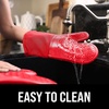 image:imageBPAFree Soft Silicone 4 Piece Oven Mitts amp Trivets Set  Ultra Heat Resistant Oven Mitts with Thick Cotton Liner  Long Slip Resistant Pot Holders Flexible Oven Gloves  Royal BlueRed