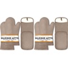 image:imageBPAFree Soft Silicone 4 Piece Oven Mitts amp Trivets Set  Ultra Heat Resistant Oven Mitts with Thick Cotton Liner  Long Slip Resistant Pot Holders Flexible Oven Gloves  Royal BlueBeige