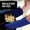 image:imageBPAFree Soft Silicone 4 Piece Oven Mitts amp Trivets Set  Ultra Heat Resistant Oven Mitts with Thick Cotton Liner  Long Slip Resistant Pot Holders Flexible Oven Gloves  Royal BlueBlue