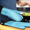 image:imageBPAFree Soft Silicone 4 Piece Oven Mitts amp Trivets Set  Ultra Heat Resistant Oven Mitts with Thick Cotton Liner  Long Slip Resistant Pot Holders Flexible Oven Gloves  Royal BlueAqua