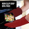 image:imageBPAFree Soft Silicone 4 Piece Oven Mitts amp Trivets Set  Ultra Heat Resistant Oven Mitts with Thick Cotton Liner  Long Slip Resistant Pot Holders Flexible Oven Gloves  Royal BlueEmpire Red