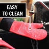 image:imageBPAFree Soft Silicone 4 Piece Oven Mitts amp Trivets Set  Ultra Heat Resistant Oven Mitts with Thick Cotton Liner  Long Slip Resistant Pot Holders Flexible Oven Gloves  Royal BlueCanyon Red
