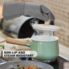image:imageBPAFree Soft Silicone 4 Piece Oven Mitts amp Trivets Set  Ultra Heat Resistant Oven Mitts with Thick Cotton Liner  Long Slip Resistant Pot Holders Flexible Oven Gloves  Royal BlueGray