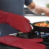 image:imageBPAFree Soft Silicone 4 Piece Oven Mitts amp Trivets Set  Ultra Heat Resistant Oven Mitts with Thick Cotton Liner  Long Slip Resistant Pot Holders Flexible Oven Gloves  Royal BlueEmpire Red