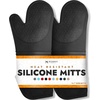 image:imageBPAFree Soft Silicone 4 Piece Oven Mitts amp Trivets Set  Ultra Heat Resistant Oven Mitts with Thick Cotton Liner  Long Slip Resistant Pot Holders Flexible Oven Gloves  Royal BlueBlack