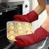 image:imageBPAFree Soft Silicone 4 Piece Oven Mitts amp Trivets Set  Ultra Heat Resistant Oven Mitts with Thick Cotton Liner  Long Slip Resistant Pot Holders Flexible Oven Gloves  Royal BlueEmpire Red