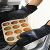 image:imageBPAFree Soft Silicone 4 Piece Oven Mitts amp Trivets Set  Ultra Heat Resistant Oven Mitts with Thick Cotton Liner  Long Slip Resistant Pot Holders Flexible Oven Gloves  Royal BlueBlack