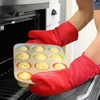 image:imageBPAFree Soft Silicone 4 Piece Oven Mitts amp Trivets Set  Ultra Heat Resistant Oven Mitts with Thick Cotton Liner  Long Slip Resistant Pot Holders Flexible Oven Gloves  Royal BlueRed