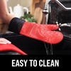 image:imageBPAFree Soft Silicone 4 Piece Oven Mitts amp Trivets Set  Ultra Heat Resistant Oven Mitts with Thick Cotton Liner  Long Slip Resistant Pot Holders Flexible Oven Gloves  Royal BlueCanyon Red