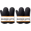 image:imageBPAFree Soft Silicone 4 Piece Oven Mitts amp Trivets Set  Ultra Heat Resistant Oven Mitts with Thick Cotton Liner  Long Slip Resistant Pot Holders Flexible Oven Gloves  Royal BlueBlack