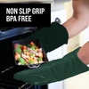 image:imageBPAFree Soft Silicone 4 Piece Oven Mitts amp Trivets Set  Ultra Heat Resistant Oven Mitts with Thick Cotton Liner  Long Slip Resistant Pot Holders Flexible Oven Gloves  Royal BlueGreen