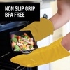 image:imageBPAFree Soft Silicone 4 Piece Oven Mitts amp Trivets Set  Ultra Heat Resistant Oven Mitts with Thick Cotton Liner  Long Slip Resistant Pot Holders Flexible Oven Gloves  Royal BlueYellow