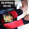 image:imageBPAFree Soft Silicone 4 Piece Oven Mitts amp Trivets Set  Ultra Heat Resistant Oven Mitts with Thick Cotton Liner  Long Slip Resistant Pot Holders Flexible Oven Gloves  Royal BlueCanyon Red