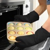 image:imageBPAFree Soft Silicone 4 Piece Oven Mitts amp Trivets Set  Ultra Heat Resistant Oven Mitts with Thick Cotton Liner  Long Slip Resistant Pot Holders Flexible Oven Gloves  Royal BlueBlack
