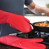 image:imageBPAFree Soft Silicone 4 Piece Oven Mitts amp Trivets Set  Ultra Heat Resistant Oven Mitts with Thick Cotton Liner  Long Slip Resistant Pot Holders Flexible Oven Gloves  Royal BlueRed