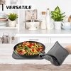 image:imageBPAFree Soft Silicone 4 Piece Oven Mitts amp Trivets Set  Ultra Heat Resistant Oven Mitts with Thick Cotton Liner  Long Slip Resistant Pot Holders Flexible Oven Gloves  Royal BlueBlack