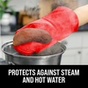 image:imageBPAFree Soft Silicone 4 Piece Oven Mitts amp Trivets Set  Ultra Heat Resistant Oven Mitts with Thick Cotton Liner  Long Slip Resistant Pot Holders Flexible Oven Gloves  Royal BlueRed