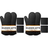 image:imageBPAFree Soft Silicone 4 Piece Oven Mitts amp Trivets Set  Ultra Heat Resistant Oven Mitts with Thick Cotton Liner  Long Slip Resistant Pot Holders Flexible Oven Gloves  Royal BlueBlack