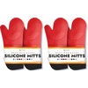 image:imageBPAFree Soft Silicone 4 Piece Oven Mitts amp Trivets Set  Ultra Heat Resistant Oven Mitts with Thick Cotton Liner  Long Slip Resistant Pot Holders Flexible Oven Gloves  Royal BlueCanyon Red