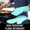 image:imageBPAFree Soft Silicone 4 Piece Oven Mitts amp Trivets Set  Ultra Heat Resistant Oven Mitts with Thick Cotton Liner  Long Slip Resistant Pot Holders Flexible Oven Gloves  Royal BlueAqua Turquoise