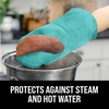 image:imageBPAFree Soft Silicone 4 Piece Oven Mitts amp Trivets Set  Ultra Heat Resistant Oven Mitts with Thick Cotton Liner  Long Slip Resistant Pot Holders Flexible Oven Gloves  Royal BlueTurquoise