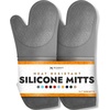 image:imageBPAFree Soft Silicone 4 Piece Oven Mitts amp Trivets Set  Ultra Heat Resistant Oven Mitts with Thick Cotton Liner  Long Slip Resistant Pot Holders Flexible Oven Gloves  Royal BlueGray