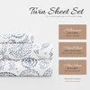 image:imageLinen Market DoubleBrushed Microfiber Queen Sheet Set 4 Piece  OekoTEX Certified Ultra Soft amp WrinkleFree  16 Deep Pocket Sheets  Easy Care Queen Size  IvoryCoarse Paisley Navy