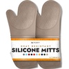 image:imageBPAFree Soft Silicone 4 Piece Oven Mitts amp Trivets Set  Ultra Heat Resistant Oven Mitts with Thick Cotton Liner  Long Slip Resistant Pot Holders Flexible Oven Gloves  Royal BlueBeige