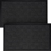 image:imageFront Door Mats 2 Pc Set 295 x 17 All Weather Entry and Back Yard Indoor and Outdoor Safe Slip Resistant Rubber Backing Absorbent and Waterproof Dirt Trapping Rugs for EntrywayBlack