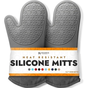 image:imageBPAFree Soft Silicone 4 Piece Oven Mitts amp Trivets Set  Ultra Heat Resistant Oven Mitts with Thick Cotton Liner  Long Slip Resistant Pot Holders Flexible Oven Gloves  Royal BlueGray