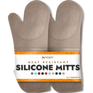 image:imageBPAFree Soft Silicone 4 Piece Oven Mitts amp Trivets Set  Ultra Heat Resistant Oven Mitts with Thick Cotton Liner  Long Slip Resistant Pot Holders Flexible Oven Gloves  Royal BlueBeige