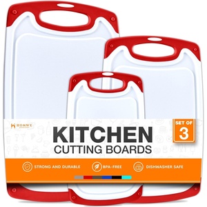 image:imageCutting Boards for Kitchen  BPAFree Chopping Board  Different Sizes amp Non Slip Handles  Reversible Large Cutting Board Set  Unique Gifts for Cooks Who Have Everything  3Pack GrayRed