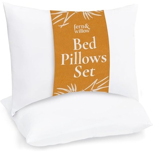 image:imageFern and Willow Premium Bed Pillows  Set of 2 26x20  Luxurious UltraSoft Cooling Pillow  Hotel Quality Down Alternative Fill Medium Firm Support for Side Back amp Stomach SleepersKing Plush Pack of 2