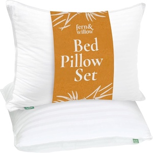 image:imageFern and Willow Premium Bed Pillows  Set of 2 26x20  Luxurious UltraSoft Cooling Pillow  Hotel Quality Down Alternative Fill Medium Firm Support for Side Back amp Stomach SleepersQueen Pack of 2