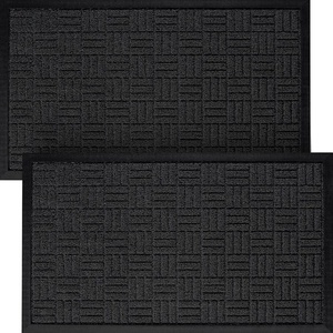 image:imageFront Door Mats 2 Pc Set 295 x 17 All Weather Entry and Back Yard Indoor and Outdoor Safe Slip Resistant Rubber Backing Absorbent and Waterproof Dirt Trapping Rugs for EntrywayBlack