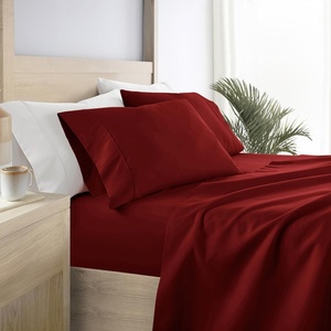 image:imageLinen Market DoubleBrushed Microfiber Queen Sheet Set 4 Piece  OekoTEX Certified Ultra Soft amp WrinkleFree  16 Deep Pocket Sheets  Easy Care Queen Size  IvoryBurgundy