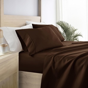 image:imageLinen Market DoubleBrushed Microfiber Queen Sheet Set 4 Piece  OekoTEX Certified Ultra Soft amp WrinkleFree  16 Deep Pocket Sheets  Easy Care Queen Size  IvoryChocolate