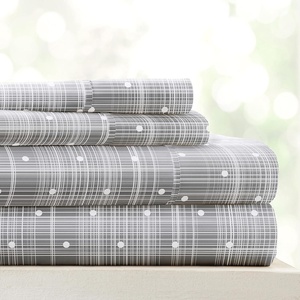 image:imageLinen Market DoubleBrushed Microfiber Queen Sheet Set 4 Piece  OekoTEX Certified Ultra Soft amp WrinkleFree  16 Deep Pocket Sheets  Easy Care Queen Size  IvoryPolkadot Gray