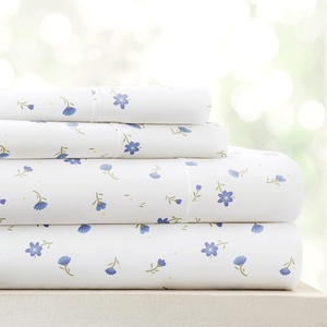 image:imageLinen Market DoubleBrushed Microfiber Queen Sheet Set 4 Piece  OekoTEX Certified Ultra Soft amp WrinkleFree  16 Deep Pocket Sheets  Easy Care Queen Size  IvorySoft Floral Light Blue