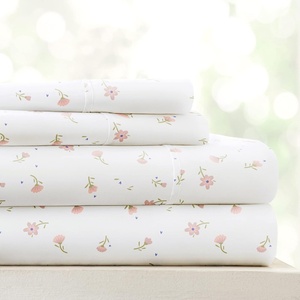 image:imageLinen Market DoubleBrushed Microfiber Queen Sheet Set 4 Piece  OekoTEX Certified Ultra Soft amp WrinkleFree  16 Deep Pocket Sheets  Easy Care Queen Size  IvoryFloral Pink