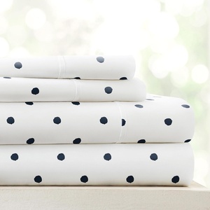 image:imageLinen Market DoubleBrushed Microfiber Queen Sheet Set 4 Piece  OekoTEX Certified Ultra Soft amp WrinkleFree  16 Deep Pocket Sheets  Easy Care Queen Size  IvorySoft Dots Navy