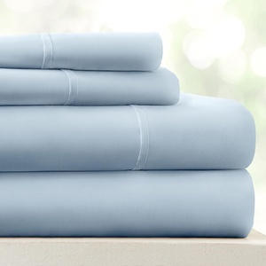 image:imageLinen Market DoubleBrushed Microfiber Queen Sheet Set 4 Piece  OekoTEX Certified Ultra Soft amp WrinkleFree  16 Deep Pocket Sheets  Easy Care Queen Size  IvoryLight Blue
