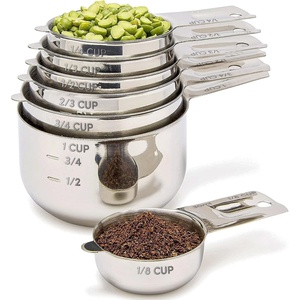 image:imageMeasuring Cups and Spoons Set of 15 Stackable Cups Long Handle with Leveler Fits Narrow Jars 304 Premium Stainless Steel Kitchen Gadgets for Liquid amp Dry Ingredients Cooking Baking7 Piece Set