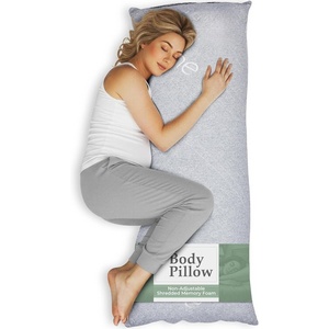 image:imageSnugglePedic Body Pillow for Side Sleepers for Adults  Full Body Maternity Pillow Support Legs Belly amp HIPS  Shredded Memory Foam amp Cooling Pregnancy Pillow Cover  20x54 NavyLight Gray